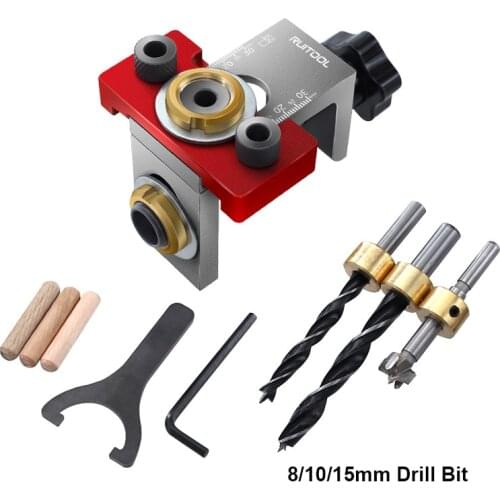 Woodworking Pocket Hole Jig With 8/15mm Drill Bit 3 in 1 Adjustable Doweling Jig For Drilling Guide Locator Puncher Tools