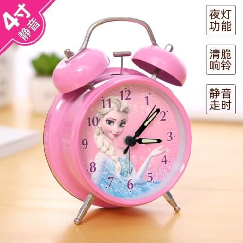 Disney Children Creative Fashion Bedroom Students Frozen Small Alarm Clock Metal Bedhead Silent Clock
