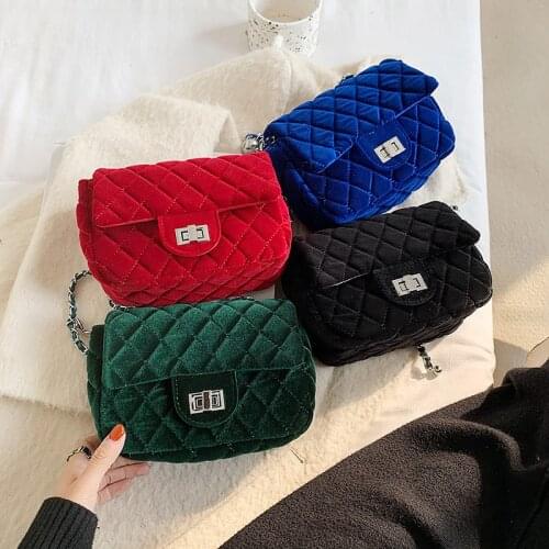 FANTASY Corduroy Classic Messenger Shoulder Bags For Women Grid Small Handbag Lady Matte Texture Winter New Quilted Bag Hot Sale