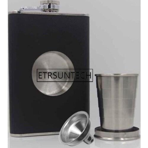 30pcs 8oz Flagon Hip Flask Alcohol Whiskey Wine Pot Stainless Steel Folding Cup Leak Proof Barware Drink Outdoor Funnel