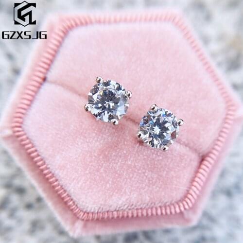 GZ Wholesale 3A Zircon Gemstones Stud Earrings for Women Solid 925 Sterling Silver Jewelry for Girl High Quality Fashion Gift