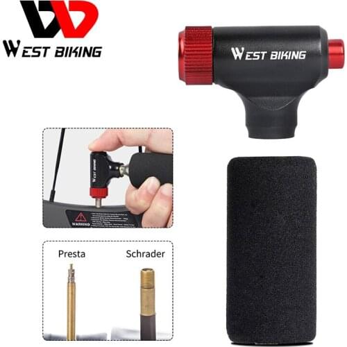 WEST BIKING Mini CO2 Inflator Portable Auto Hand Pump Schrader & Presta Valve Adapter Aluminum Alloy Cycling Bike Bicycle Pump