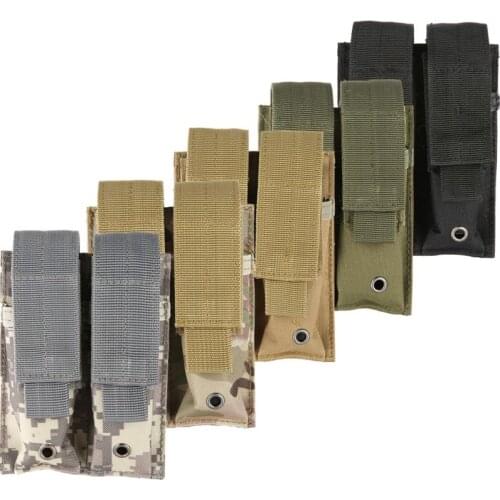 Multicolor 9MM Nylon 600D Tactical MOLLE double attachment package Molle Dual Double Pistol Mag Magazine Pouch Close Holster for