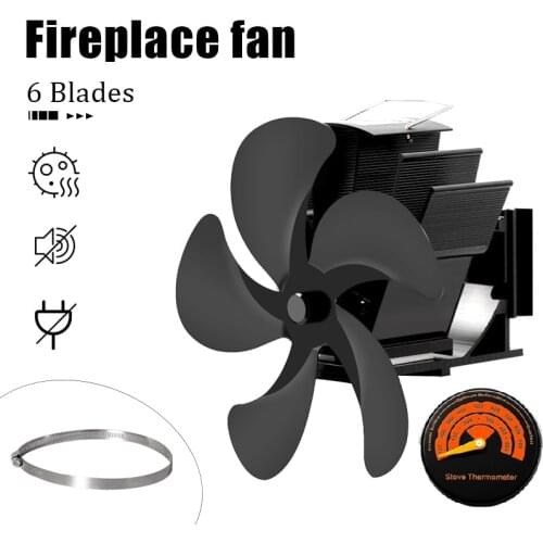 Wall Hanging 4 Blade Black Heat Powered Stove Fan Log Wood Burner Eco Friendly Quiet Home Fireplace Fan Heat Distribution