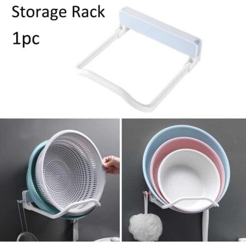 Wall Mounted Foldable Wash Basin Storage Racks Pot Lid Shelf Holder Self Adhesive Storage Bathroom Organizer Kitchen Storage