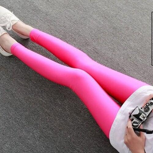 2020 New Color Fluorescent Pants Nine-Point Pants Leggings Womens Outer Wear Bright Pants Show Thin Feet