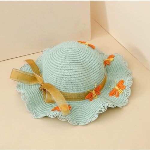 Baby Lace Beach Sun Hats Bucket Spring And Autumn Cartoon Butterfly Straw Hat Outdoor Travel For Child Girls Gorros
