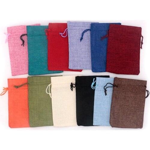 5Pcs 17*23cm Fashion Drawstring Burlap bag Jute Gift Bags with Jewelry Packaging Wedding with Candy Bag Custom Logo for extra