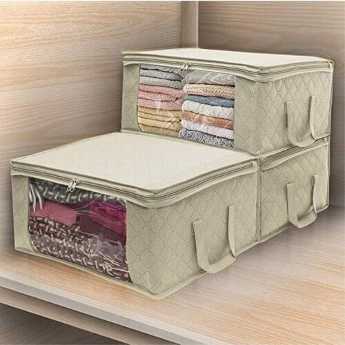 Portable Non-woven Folding Fabric Quilt Blanket Dust-proof Home Clothes Storage Bag Box Organizer Closet Wardrobe Organizer