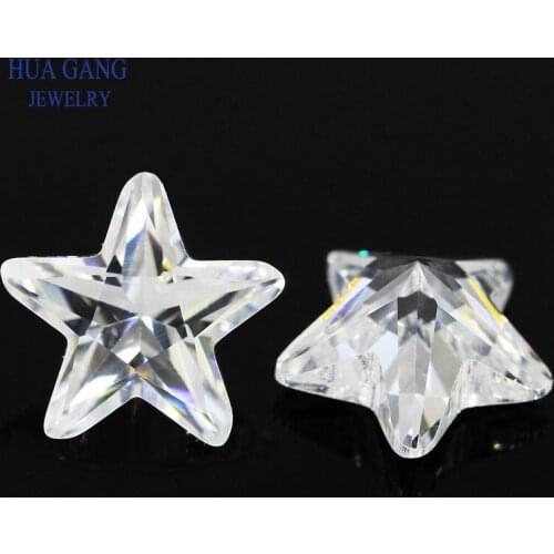 Size 4x4~10x10mm White Star Shape 5A CZ Stone Synthetic Gems Cubic Zirconia For Jewelry