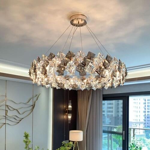 Luxury Crystal Home Chandelier For Living Room Bedroom Hotel Lobby Hanging Lamp Modern Minimalist Creative Chandelier Lighting