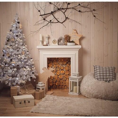 Christmas Backdrops For Kids Party Fireplace Tree Candle Bulb Carpet Baby Portrait Photography Backgrounds Photo Studio Vinyl