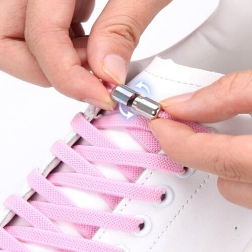 1pair No Tie Shoe Laces Shoelaces Elastic Lace Metal Lock Sneakers Shoelace Creative Fit Kids Adult Unisex Lazy Laces