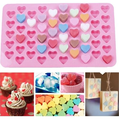 Diy Silicone Chocolate Mold 55 Holes 3d Mold Chocolate Baking Tools Non-stick Cake Love Heart Mold Bakeware Jelly Candy Mold