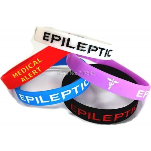 100pcs Medical Alert EPILEPTIC Epilepsy wristband silicone bracelets free shipping by epacket A