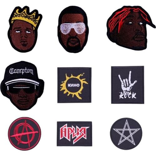 Punk/Black Patch Iron On Patches Embroidery Patches For Clothing Sticker Sewing Patch For Clothes DIY Stripes Applique On Jacket