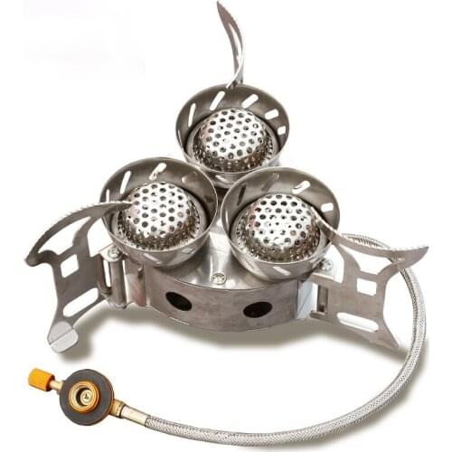 Outdoor Three Core Stove Windproof Stove Split Type Camping Cooker Picnic Butane Fire Gas Stove Burner