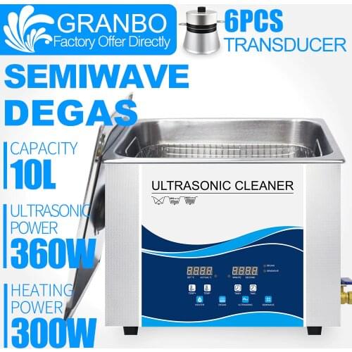 Ultrasonic Cleaner DEGAS SEMIWAVE 10Liter 360W 40khz For Hardware Metal Tools Dental clinic Lab Test Tube Oils Stains Fine Parts