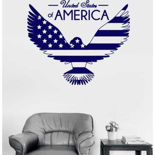 Bald Eagle United States Wall Stickers Vinyl Wall Decal Flag Symbol USA Sticker Mural Decor Living Room Bedroom Wallpaper SA236