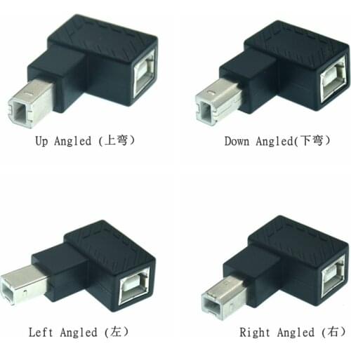 Up Down Left Right Angled 90 Degree USB 2.0 B Type Male to Female Extension Adapter for Printer Scanner converter