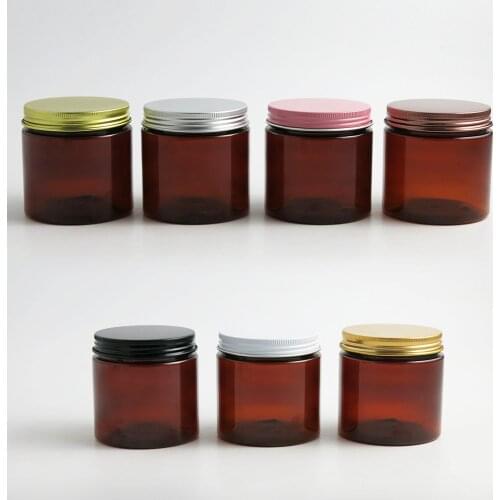 High Quality 30pcs Empty 200ml 200cc Big PET Cream Jar Pot Amber Brown Plastic Body Lotion Storage Packaging Container Bottle