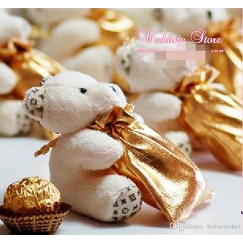 Upscale Gold Backpack Little Bear Wedding Decorations Candy Chocolate Bags For Holiday Party Supplies 20 Sets Free Shipping