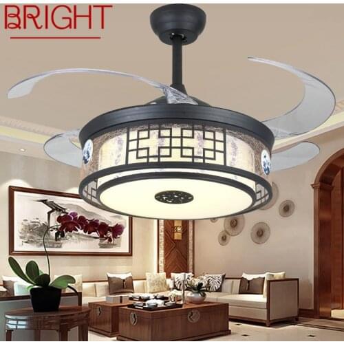BRIGHT Modern Ceiling Fan Lights With Remote Control Invisible Fan Blade Decorative For Home Fan Lighting