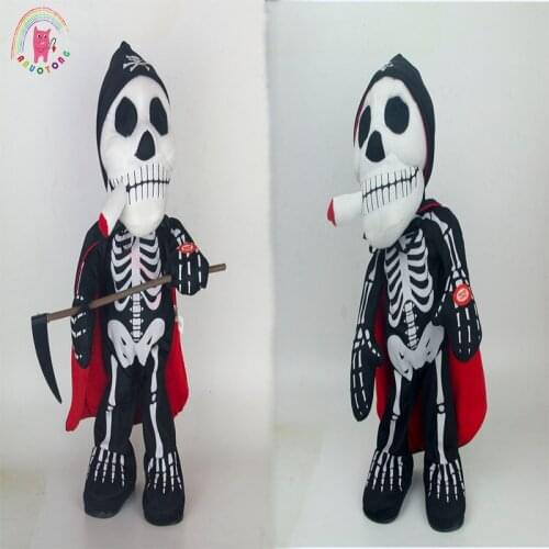 Twist the body Human skeleton dolls KUSO dolls Halloween Thriller Night electric plush doll Sounding lighting toy birthday gift
