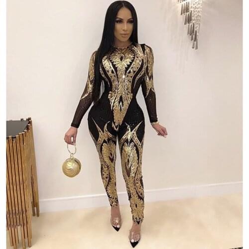 2021 Womens Clothing With Free Shipping Long Sleeve Slim Female Bodycon Streetwear Jumpsuits Sexy Outfit Night Club Party Suits