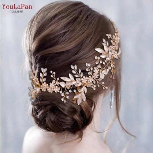YouLaPan HP278 Wedding Hair Accessories Crystal Headband Tiara Rhinestone Headpiece Head Hoop Alloy Leaf Women Hair Jewelry