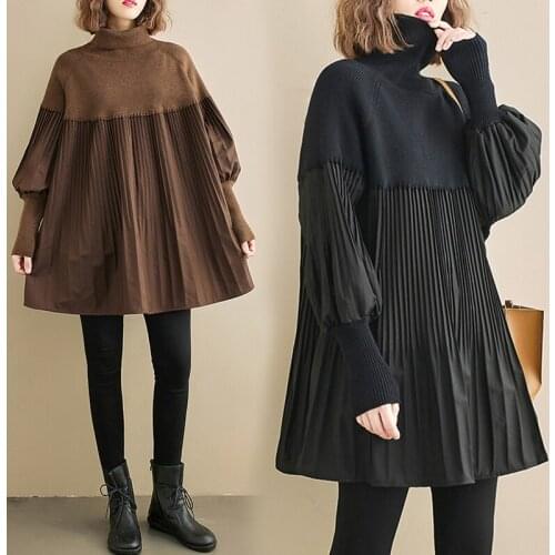Plus Size Turtleneck Sweater Women Black Bat Long Sleeve Pullover 2021 Spring Autumn Casual Brown Jumper Loose Oversized Clothes