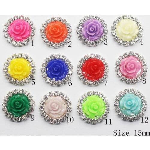 ZMASEY Rose Buttons Sale Price 10pcs/lot 15mm Sewing Button 12 Color Handwork Decoration Accessory Round Fitting