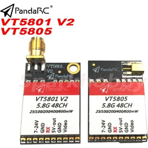 1PC PandaRC VT5801 V2 VT5805 FPV Video Transmitter 5.8G 48CH 25/100/200/400/600mW Switchable OSD adjustable SMA MMCX VTX RC