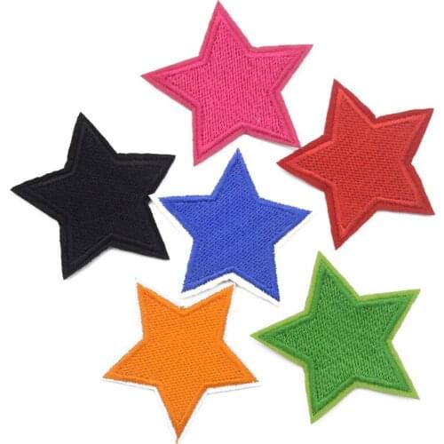 30pcs/set mixed colorful Five-pointed Star Embroidered Applique Sew Iron on Patches DIY
