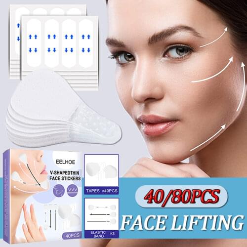 40 Pcs/Set Women Makeup Invisible V-Line V Face Shape Stickers Slimming Tools Lines Neck Chin V Shaper Lifting Tapes