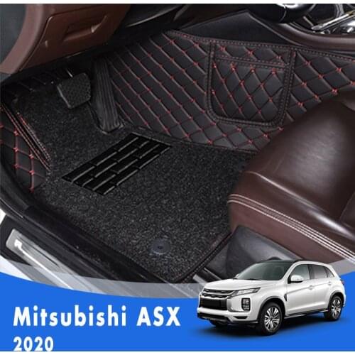 Car Floor Mats For Mitsubishi ASX 2020 Luxury Double Layer Wire Loop Custom Car Accessories Interior Front And Rear Carpets Rug