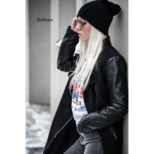 Brand Autumn Women Wool Blend Overcoat Ladies Winter Slim Fit Outwear Female Stitching Zipper Pocket Blend Coat Fashion