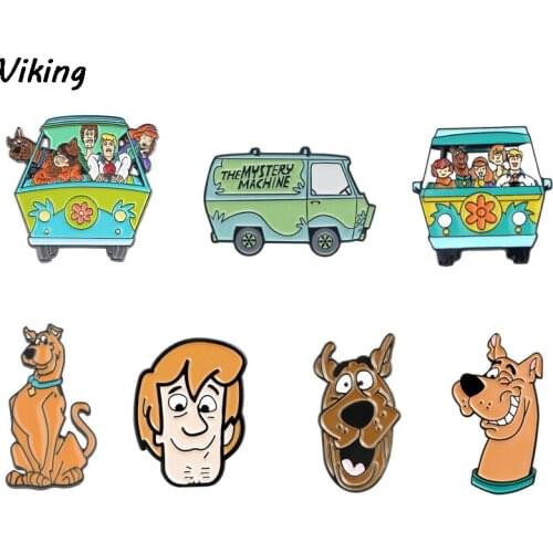 G1402 Cartoon Dog Car Hard Enamel Pins Badge Brooch Backpack Bag Collar Lapel Decoration Jewelry Gifts for Friends