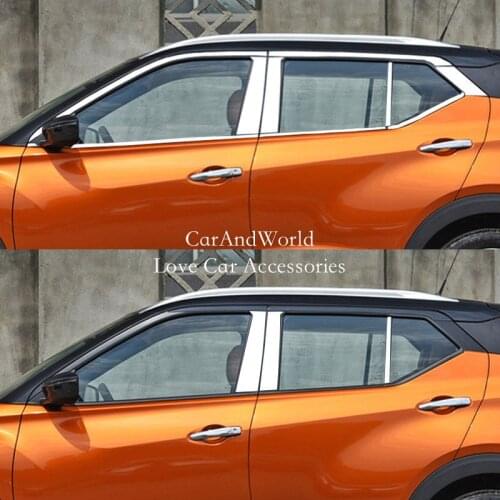 For Nissan Kicks 2017-2021 Stainless Steel Car Window Pillar B/C Post Column Cover Trims Sticker External Accessories
