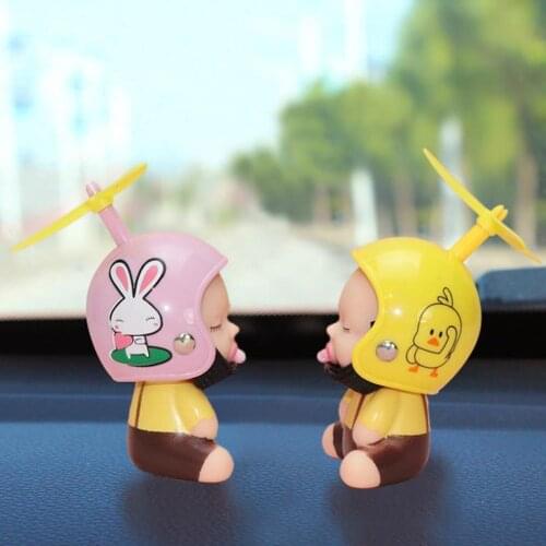Car Toy Funny Car Dashboard Decoration Accessories P Acifier Doll With Bamboo Dragonfly Helmet Creative Doll Mirror Accessories