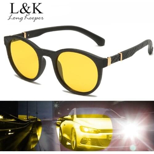 Polarized Night Vision Driving Sunglasses Men Women Vintage Round Yellow Lens Anti-Glare Driver TR90 Sun Glasses Gafas UV400