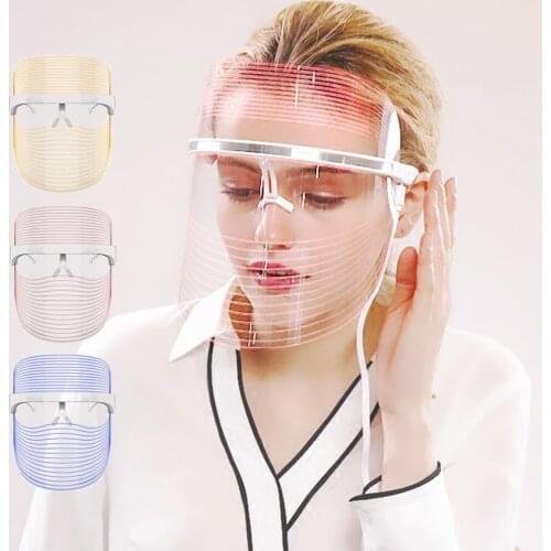 Facial SPA LED Wrinkle Removal Facemask 3 Colors Light Therapy Beauty Meter Mask Skin Care Treatment Instrument --Charging
