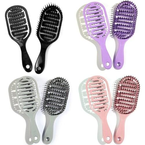 Scalp Massage Comb Bristle Curved Hairbrush Women Men Curly Detangle Ribs Hair Brush for Salon Hairdressing Styling Tools