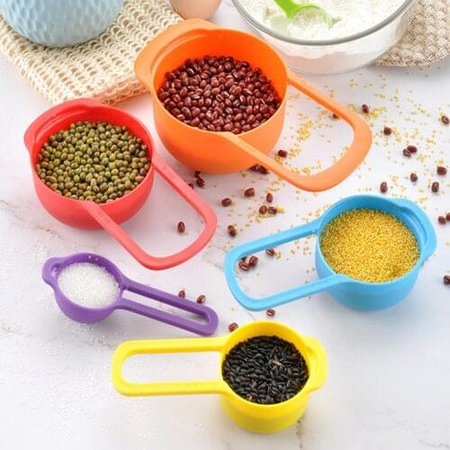 6 Pcs/set Rainbow Measuring Spoon 7.5 ml - 250 ml Kitchen Plastic Scale Measuring Cup Baking Tools