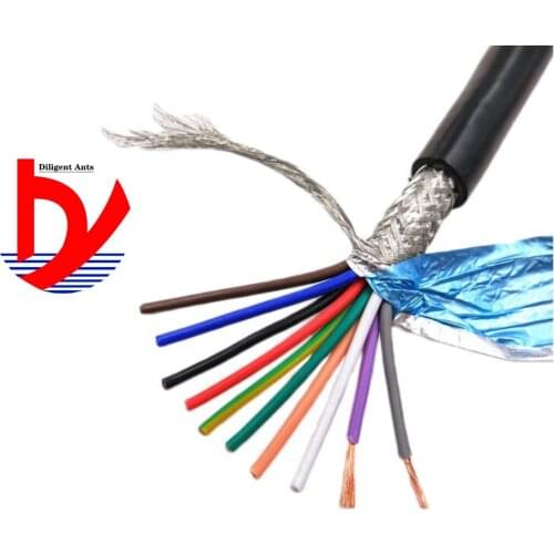 Wire and cable 17AWG 1mm2 multi-core shielded cable RVVP 2/3/4/5/6/7/8/10/12/14/16/20/24 anti-interference control line signal l