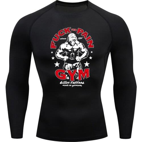 Mens T shirt Brand GYM Fitness Jogging Sports Shirt Compression T Shirts Rashguard Tight Sportswear Men Running Trained Clothes