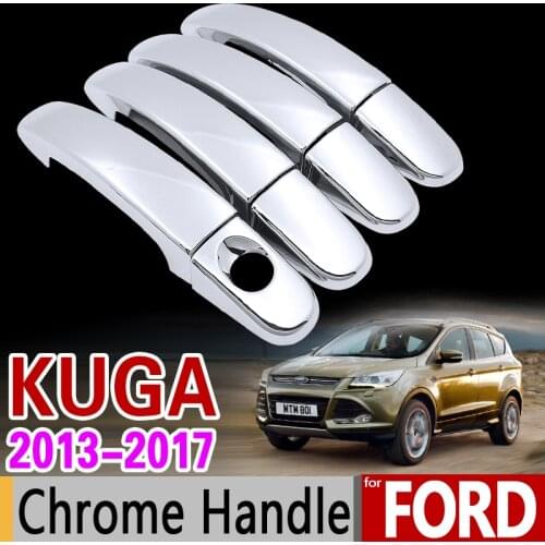 For Ford KUGA 2013-2017 MK2 Luxurious Chrome Handle Cover Trim Set of 4Door 2014 2015 2016 Car Accessories Stickers Car Styling