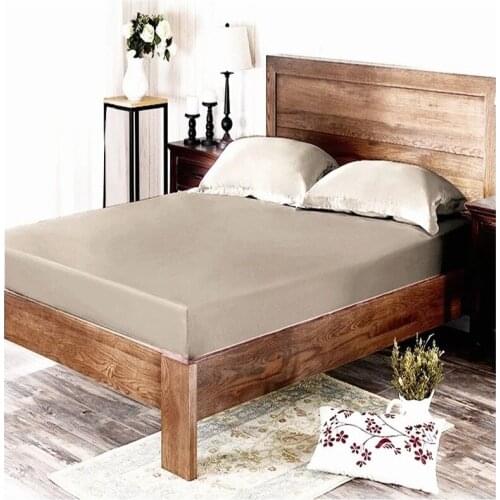 100% Mulberry Silk 16 mm Seamless Ivory Champagne Brown Pink Purple Colors King Queen Size Fitted Sheet 1 Piece Customize MS03