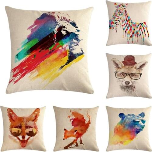 Oil Painting Birds Zebra Cushion Cover 45*45cm Cotton Linen Wedding Decor Throw Pillowcase 1 Side Print Cojine