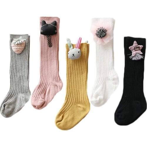 Baby Girls Socks Winter Warm Cotton Knee High Socks for Girl Floral Socks for Baby Princess Leg Warmer Fashion Brand